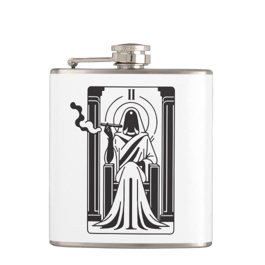 Tarot Hohepriestess Weh-Rauchen-okkultistisch Flachmann (Vorderseite)