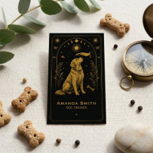 Tarot Hundetrainer Schwarz Gold Boho Visitenkarte
