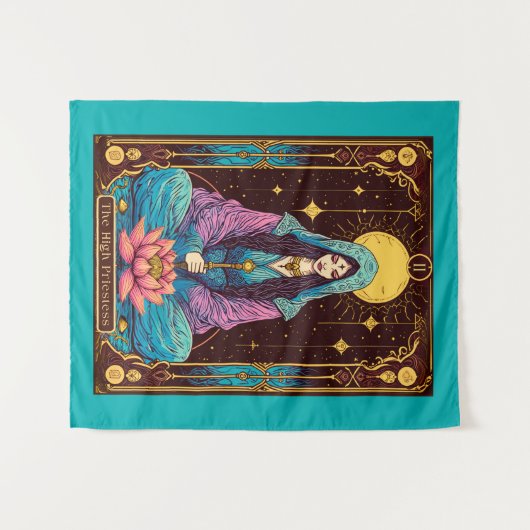 Tarot Illustration, die Hohepriesterin Wandteppich (Vorderseite (Horizontal))