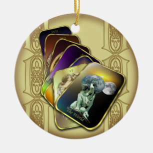 Tarot kardiert personalisierte runde Verzierung Keramik Ornament