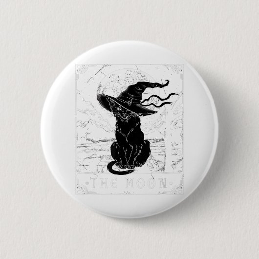Tarot-Karte Crescent Mond und Black Cat Hexe H Button (Vorderseite)
