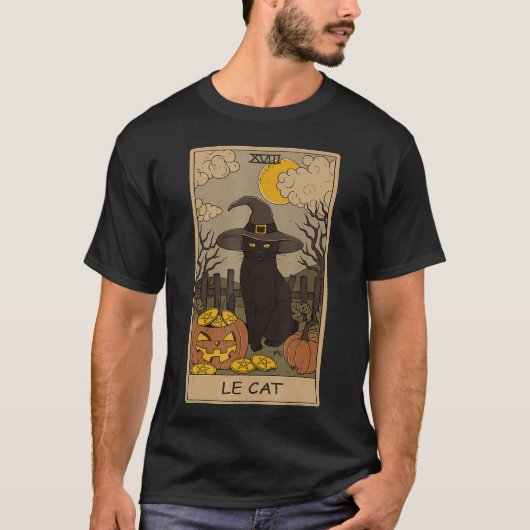 Tarot-Karte Crescent Mond und Black Cat Hexe H T-Shirt (Vorderseite)