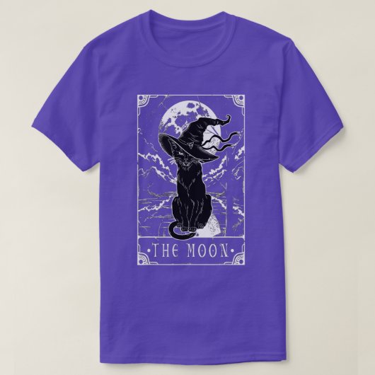 Tarot-Karte Crescent Mond und Black Cat Hexe H T-Shirt (Design vorne)