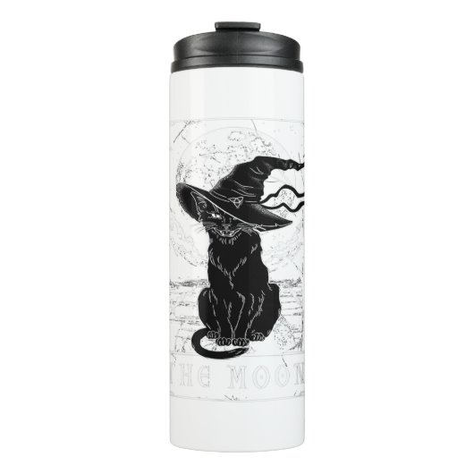 Tarot-Karte Crescent Mond und Black Cat Hexe H Thermosbecher (Vorderseite)