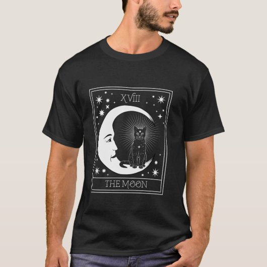 Tarot-Karte Crescent Mond und Black Cat Kosmische T-Shirt (Vorderseite)