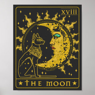 Tarot-Karte Crescent Moon Cleopatra und Sphynx Cat Poster