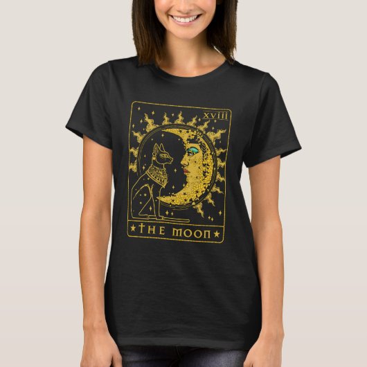 Tarot-Karte Crescent Moon Cleopatra und Sphynx Cat T-Shirt (Vorderseite)
