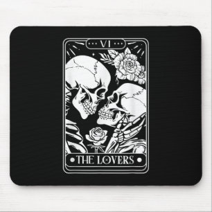 Tarot-Karte Das liebende Vintage Skelett wird schw Mousepad