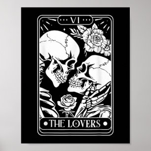 Tarot-Karte Das liebende Vintage Skelett wird schw Poster