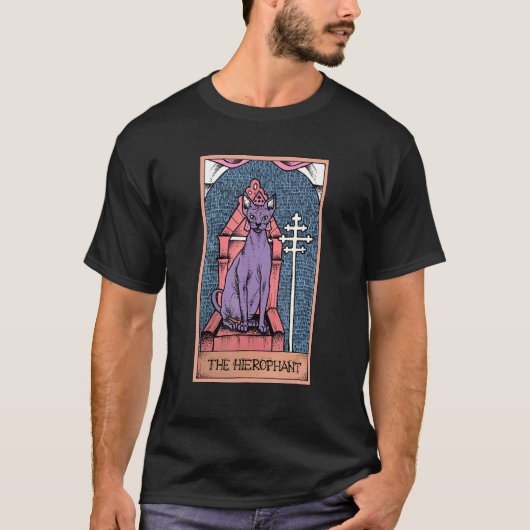 Tarot-Karte der Hierophant- und Sphynx-Katzenokkul T-Shirt (Vorderseite)