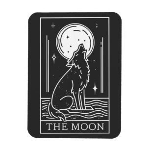 Tarot-Karte Der Mondwolf heulen Magnet