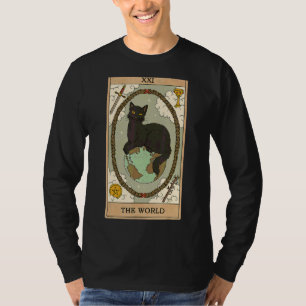 Tarot-Karte der Welt Schwarze Katze auf der Erde G T-Shirt