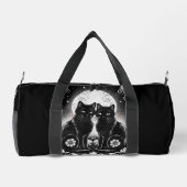 Tarot-Karte Die Liebenden Schwarzen Katzen Duffle Bag (Rückseite)