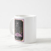 Tarot-Karte Die schwarze Katze Rosa Hexe Kaffeetasse (Vorderseite Links)
