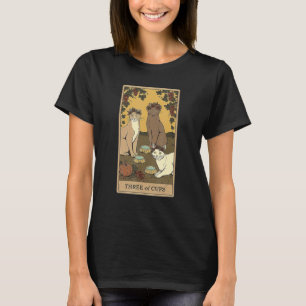 Tarot Karte Drei der Kelche und Katze Kosmisches G T-Shirt
