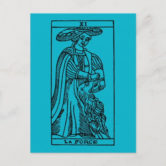 Tarot-Karte: Stärke Postkarte (Vorderseite)