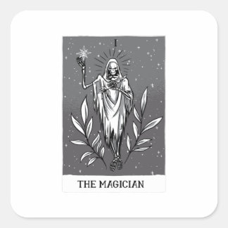 Tarot-Karte - Zauberhexe Quadratischer Aufkleber