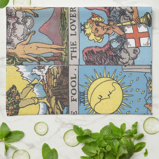 Tarot-Karten-Collage Geschirrtuch (Gefaltet)