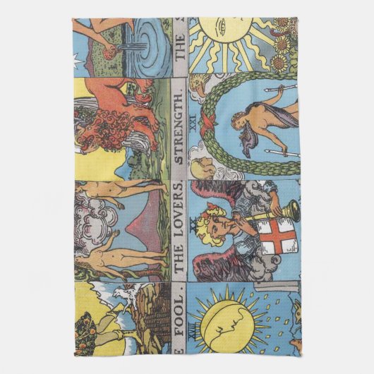 Tarot-Karten-Collage Geschirrtuch (Vertikal)