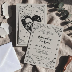 Tarot-Karten-Gotische-Hochzeitseinladung Creme & S Einladung