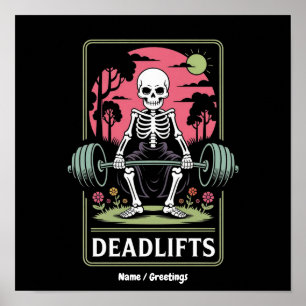 Tarot-Karten-Kreuzheben Lustiges Skelett-Workout-D Poster