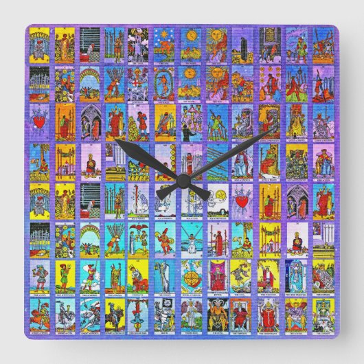 Tarot-Karten Quadratische Wanduhr (Vorderseite)