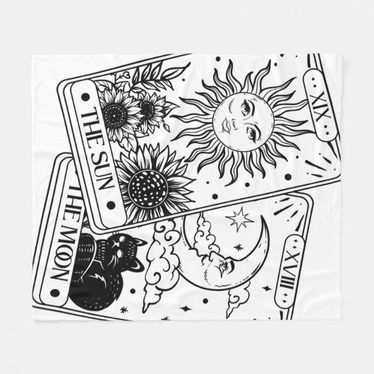 Tarot-Karten Sonne und Mond Fleecedecke (Vorderseite (Horizontal))