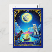 Tarot-Kartendarstellung, der Mond Postkarte (Vorne/Hinten)