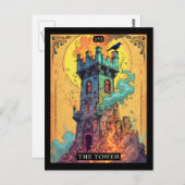 Tarot-Kartendarstellung, der Turm Postkarte (Vorne/Hinten)