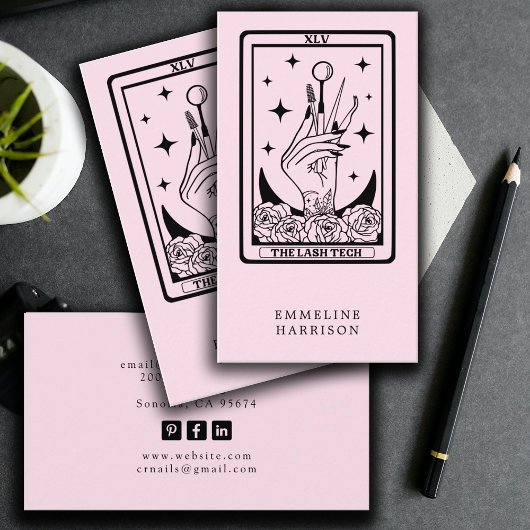 Tarot Lash Specialist Pink Business Card Visitenkarte