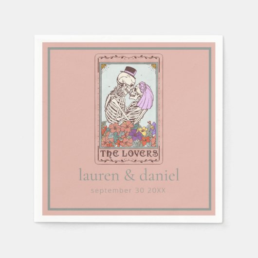 Tarot Liebhaber Skelettnamen Datum Hochzeit Serviette (Vorderseite)