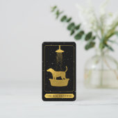 Tarot Logo Hund Grooming Pet Groomer Schwarz Gold Visitenkarte (Stehend Vorderseite)
