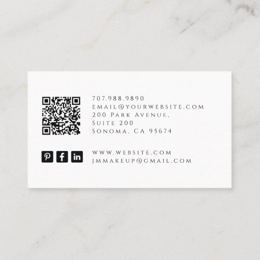 Tarot Makeup Artist Skeleton Business Card Visitenkarte (Rückseite)