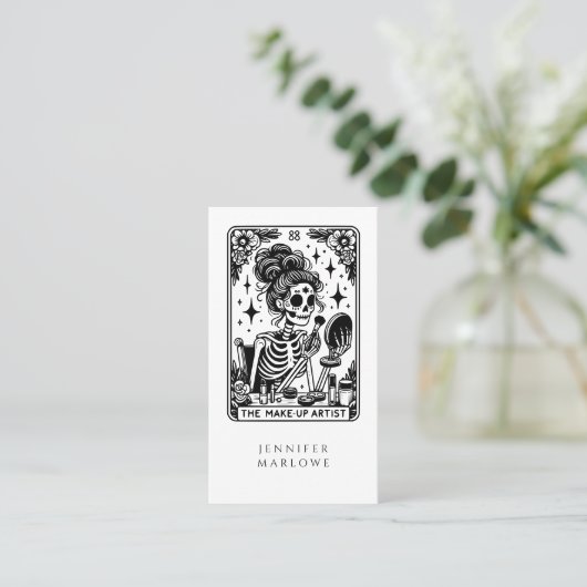 Tarot Makeup Artist Skeleton Business Card Visitenkarte (Stehend Vorderseite)