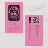 Tarot Makeup Artist Skelett Heiß rosa Visitenkarte (Vorne/Hinten)