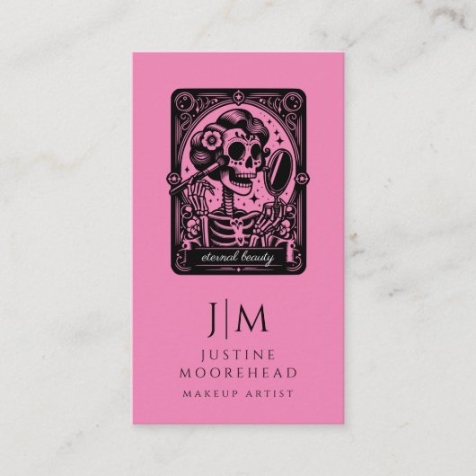 Tarot Makeup Artist Skelett Heiß rosa Visitenkarte (Vorderseite)