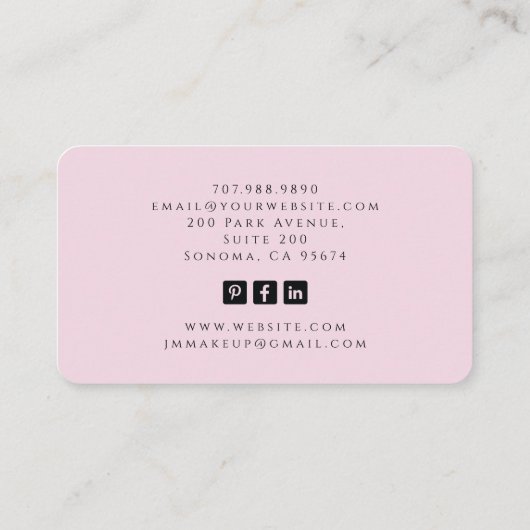 Tarot Makeup Artist Skelett Rosa Visitenkarte (Rückseite)