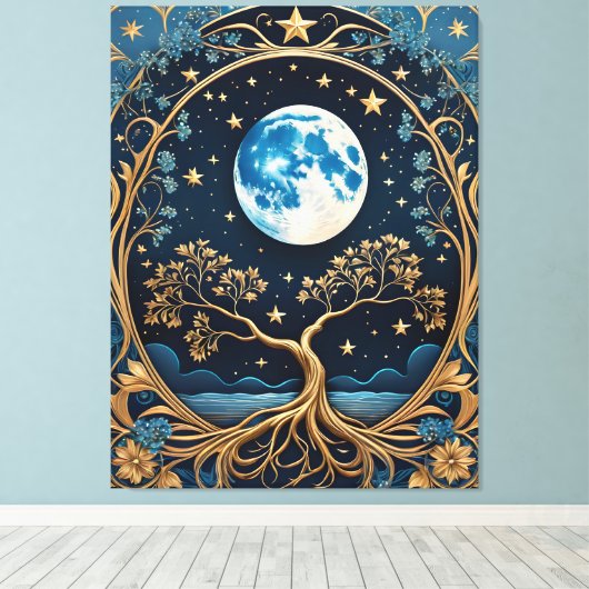 Tarot mit hellblauer Magie Leinwanddruck (Insitu (Holzboden))