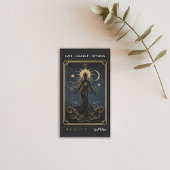 Tarot Moon Water Goddess Moderne Elegantes Schwarz Visitenkarte