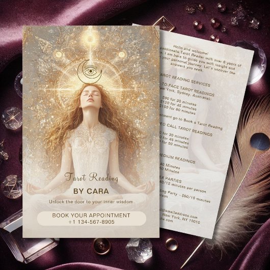 Tarot Mystic Woman Eye Moon Gold Flyer