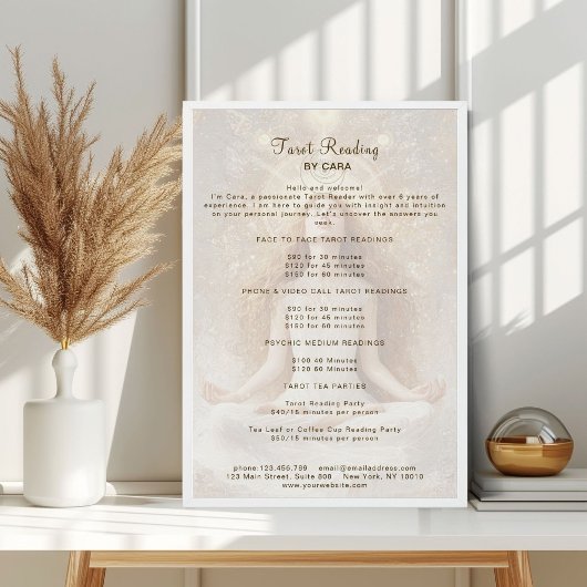 Tarot Mystic Woman Eye Moon Gold Preisliste Poster