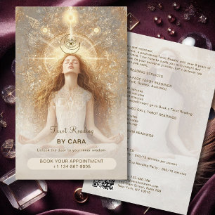 Tarot Mystic Woman Eye Moon Gold QR Code Flyer