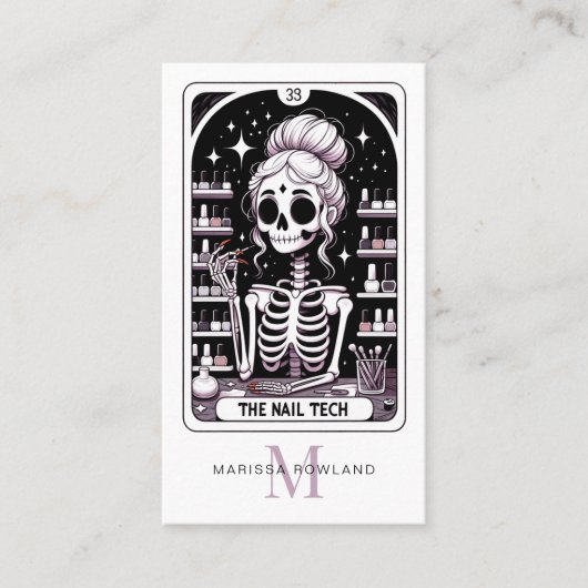 Tarot Nail Technician Mit Monogramm Business Card Visitenkarte (Vorderseite)