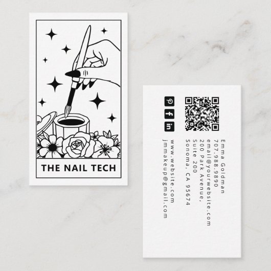 Tarot Nail Technician Nail Art Business Card Visitenkarte (Vorne/Hinten)