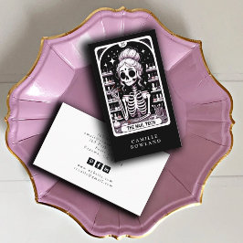 Tarot Nail Technician Schwarz-weiß Business Card Visitenkarte