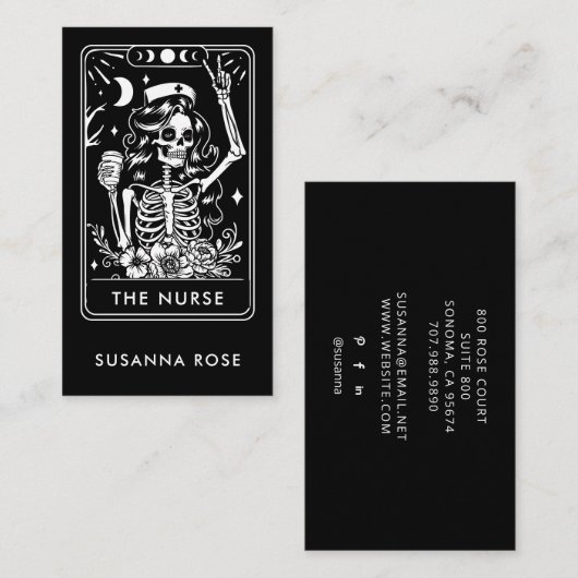 Tarot Nurse Black Visitenkarte (Vorne/Hinten)