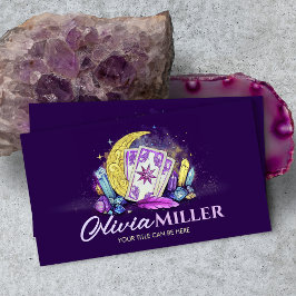 Tarot-/Oracle-Karten mit Mond und Kristallen Visitenkarte