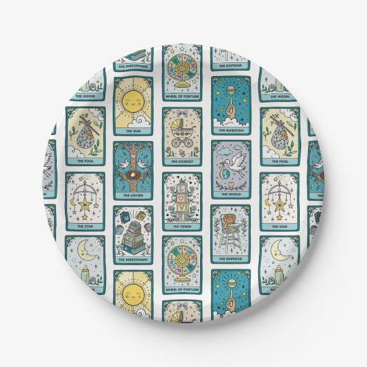 Tarot Patterned Baby Shower  Pappteller (Vorderseite)