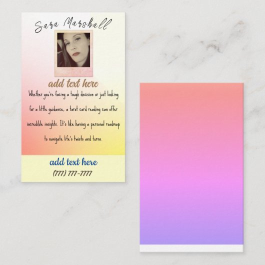 Tarot Reader Business Card Visitenkarte (Vorne/Hinten)