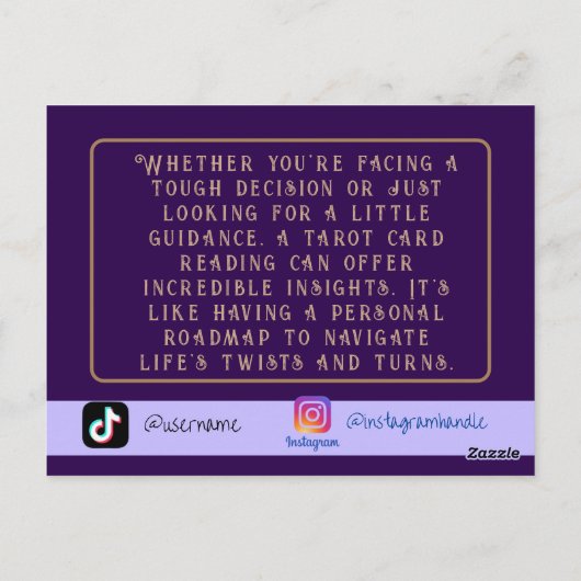 Tarot Reader Business Postkarte (Rückseite)